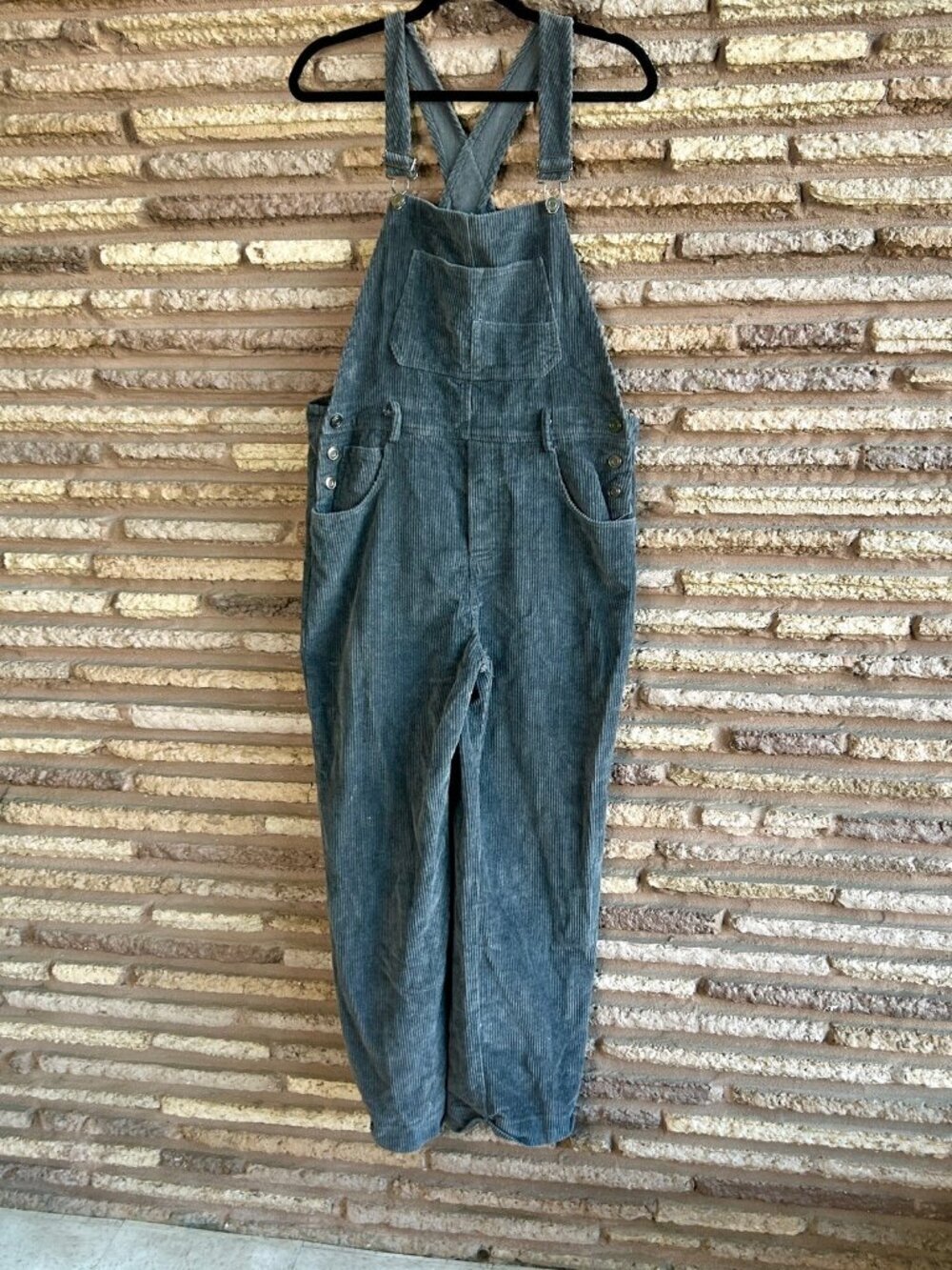 By Together Blue Wide Wale Corduroy Bib Overalls Size Large - Picture 11 of 11